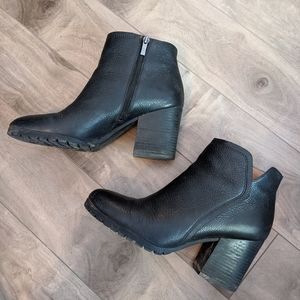 Franco sarto leather chunky heel boots
